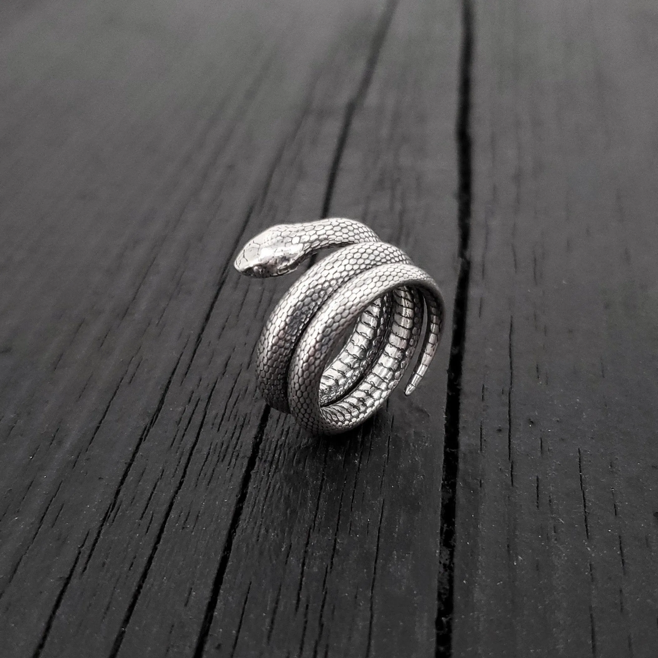 Colubrid Snake Wrap Ring - Sterling Silver