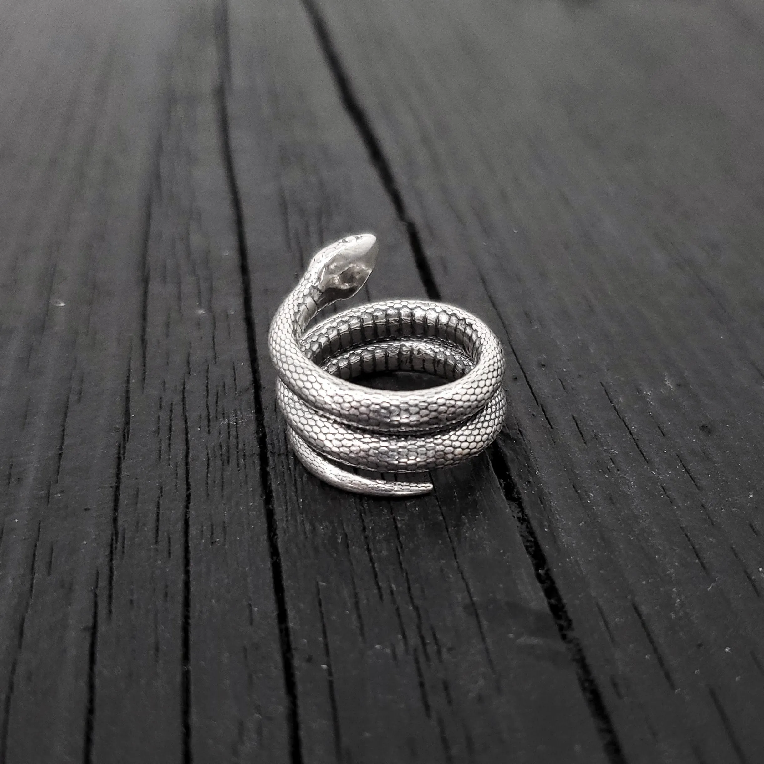 Colubrid Snake Wrap Ring - Sterling Silver