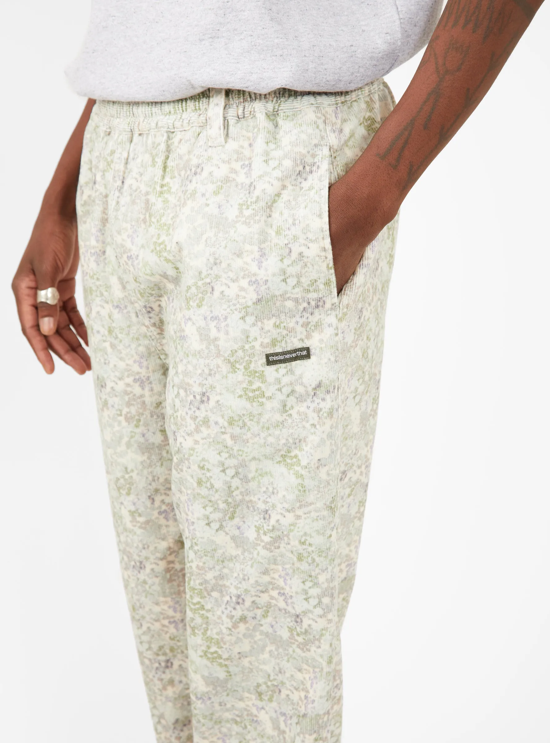 Corduroy Floral Trousers Green