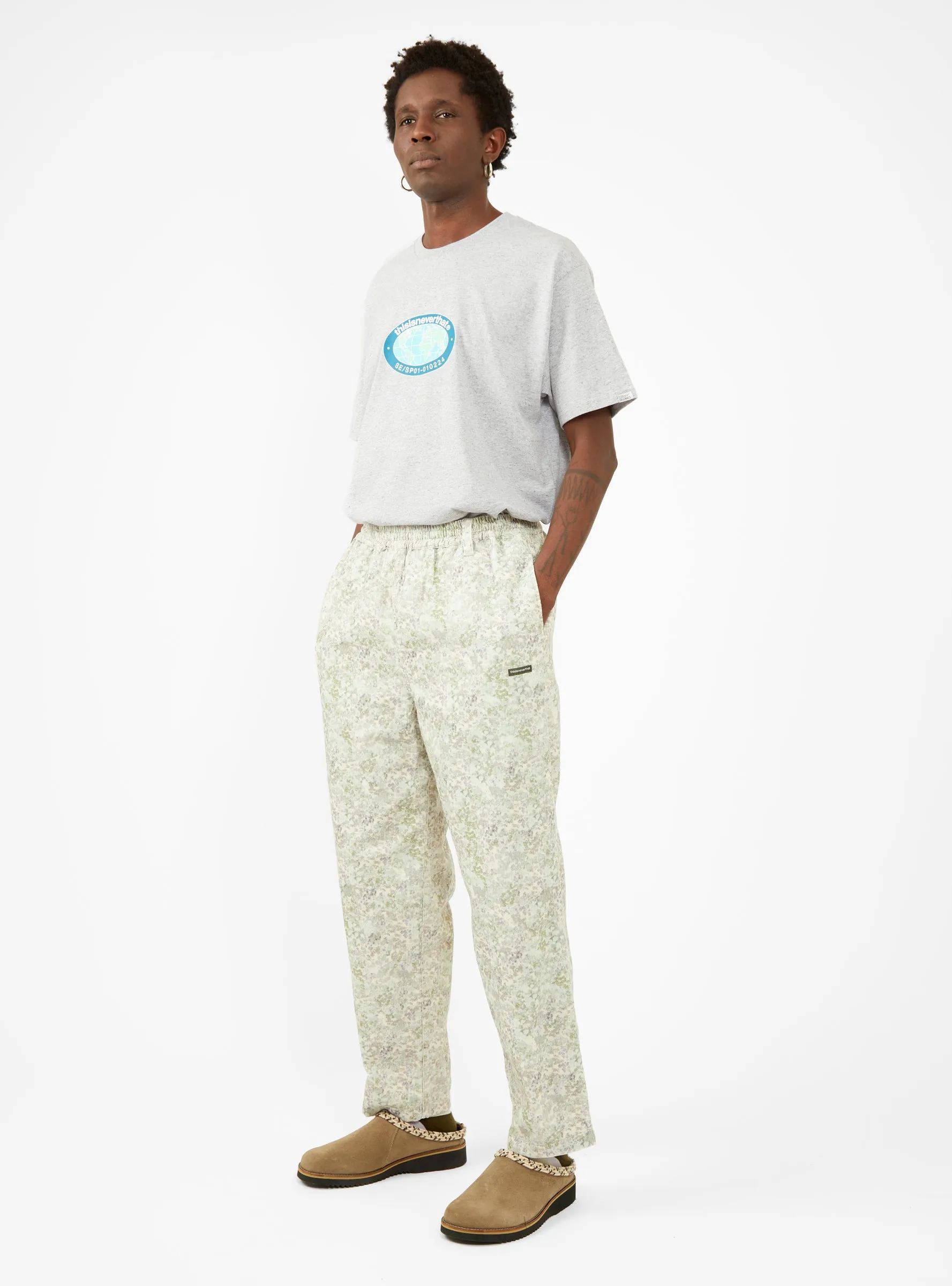 Corduroy Floral Trousers Green