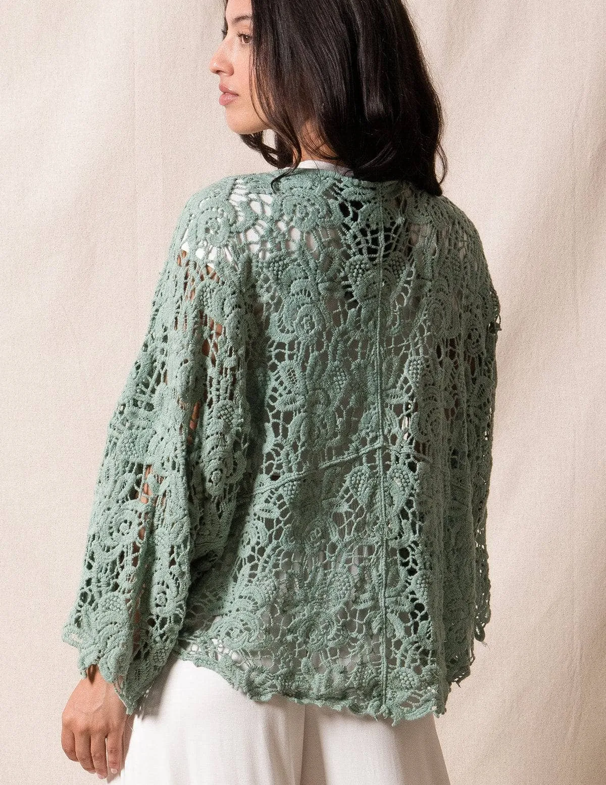 Cotton Lace Crochet Wrap - Mineral - As-Is-Clearance