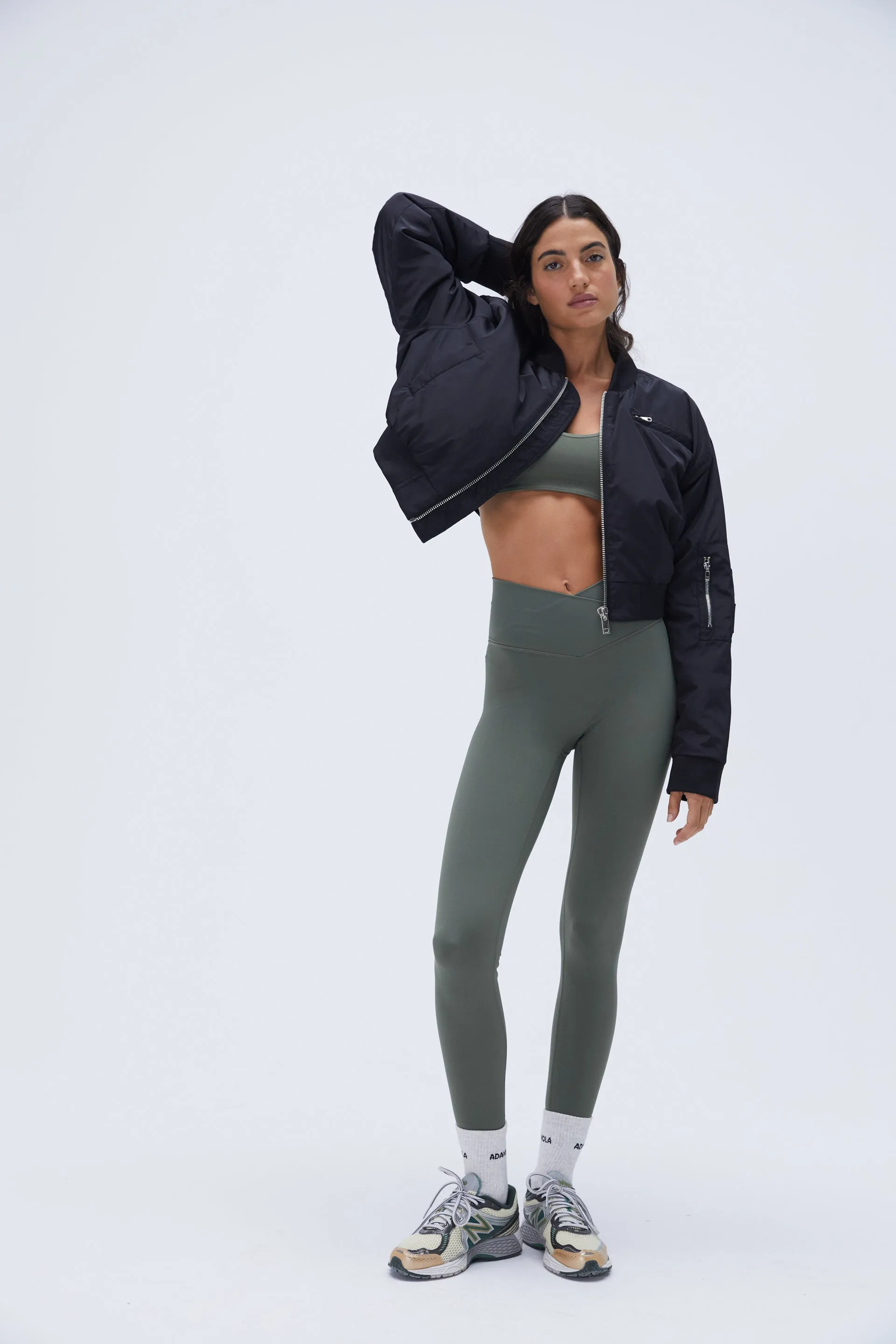 Crop Bomber Jacket - Black