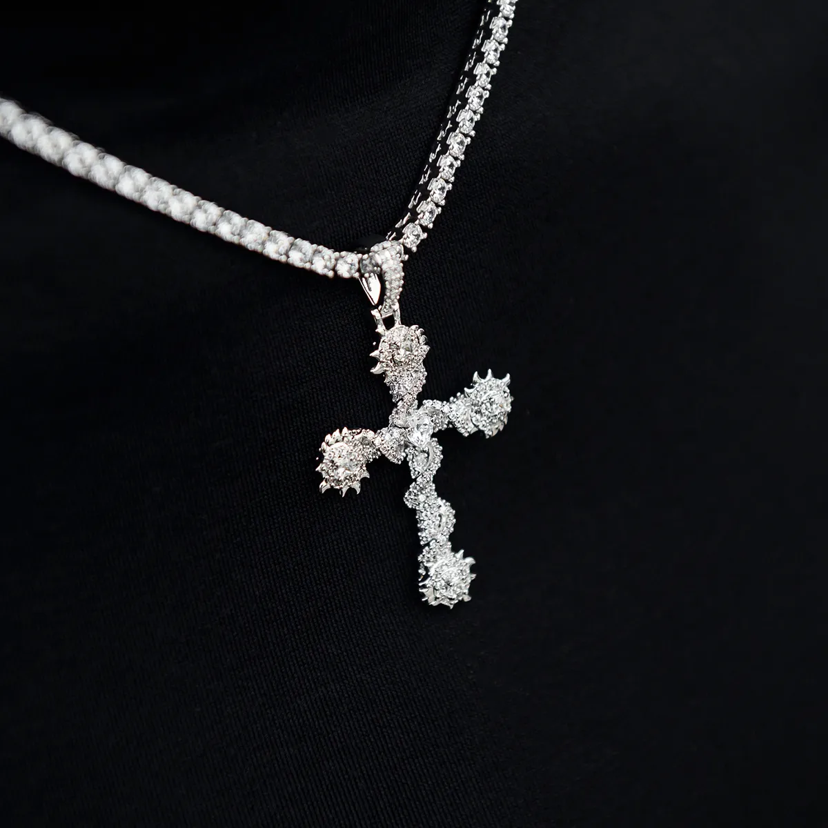 Crystal Iced Spiked Cross