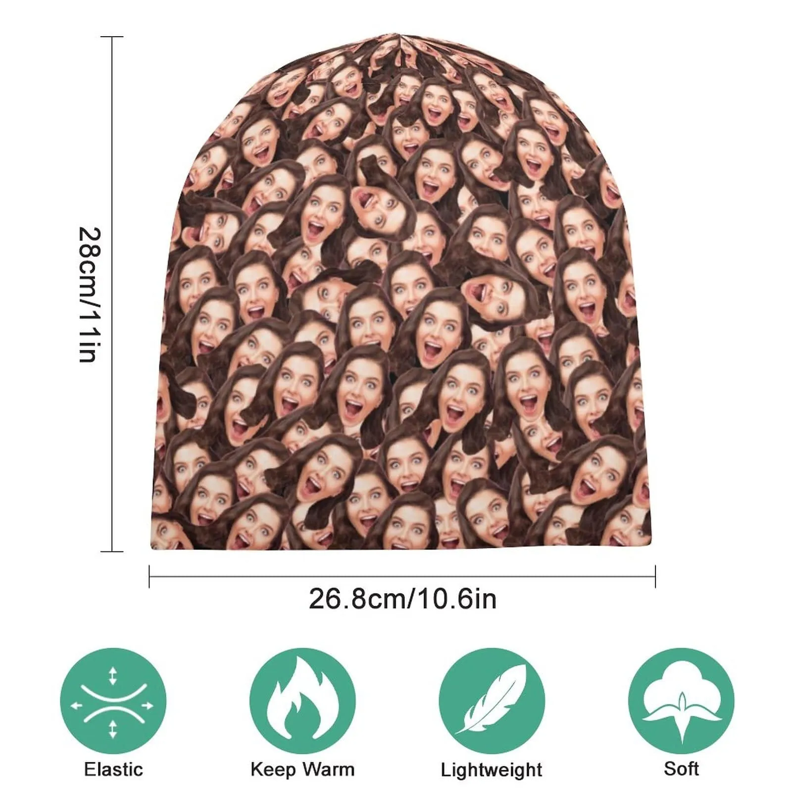 Custom Seamless Face Full Print Pullover Cap Beanie Hat Unisex