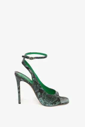 Dawn Sandal in Petrol Green Printed Snakeskin