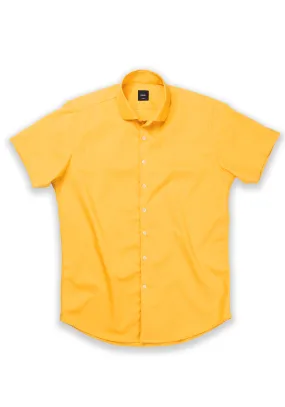 Deep Yellow Poplin Half Sleeves Shirt - Wrinkle Resistant