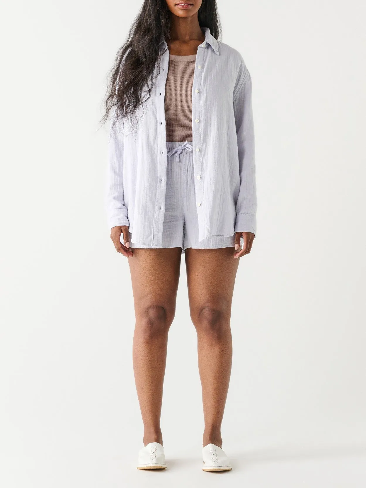 DEX Textured Button Up and Drawstring Short Set