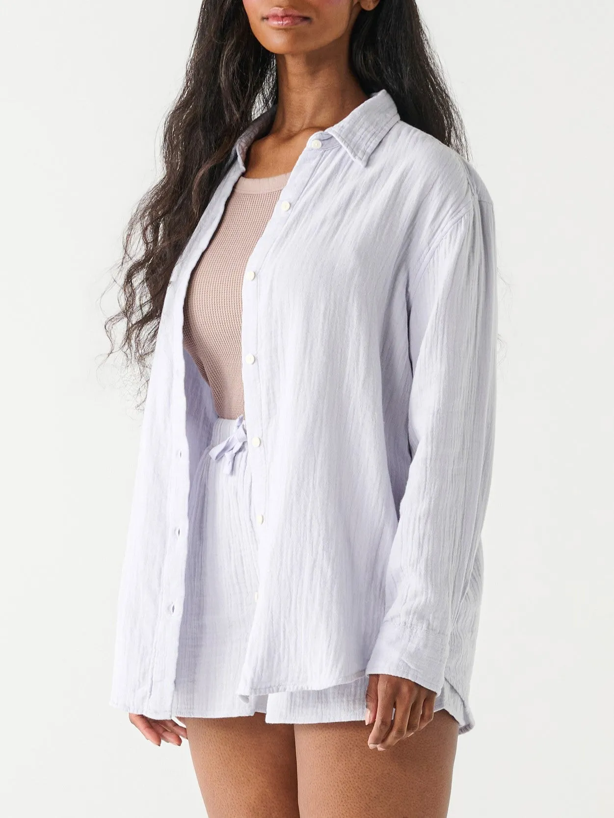 DEX Textured Button Up and Drawstring Short Set