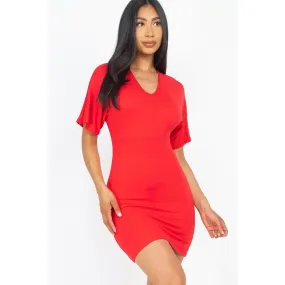 Dolman Sleeves Solid Mini Dress