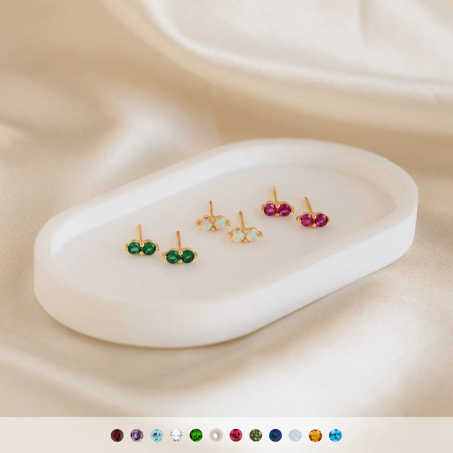 Duo Birthstone Studs