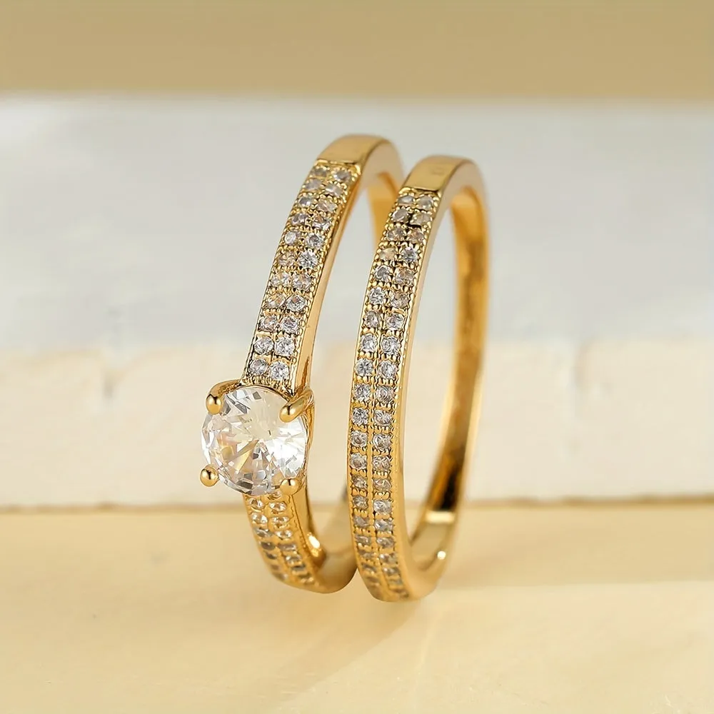 Elegant 18K Gold Plated White Zircon Finger Ring - Perfect for Jewelry Decoration