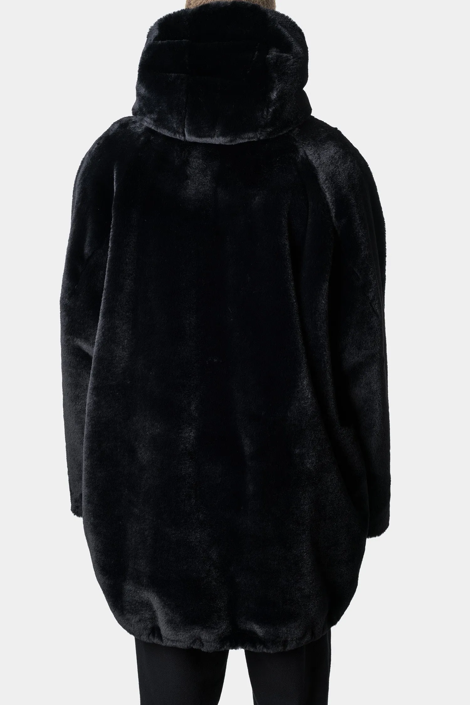 Faux fur oversized hooded coat