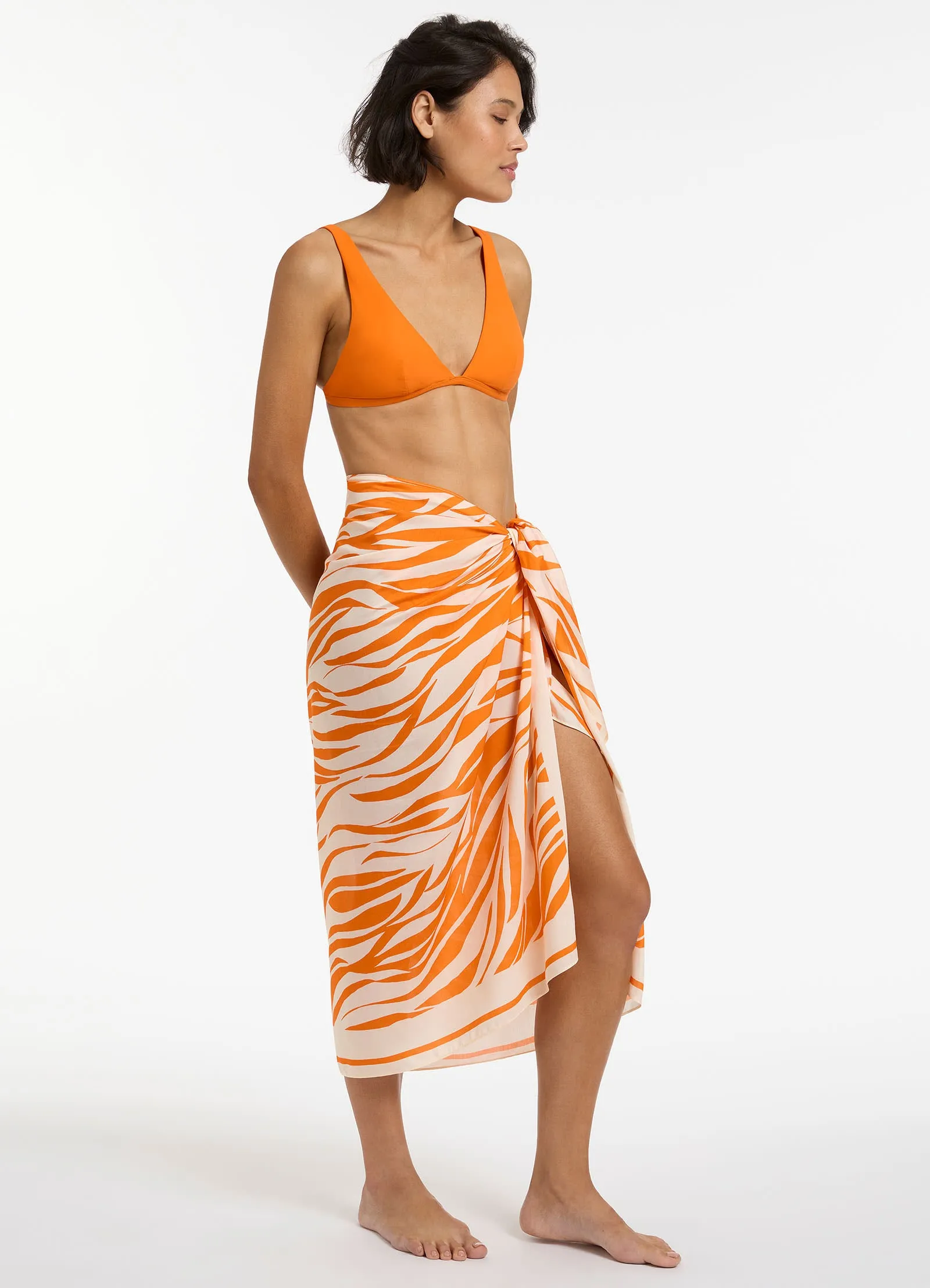 Fine Lines Sarong  - Papaya