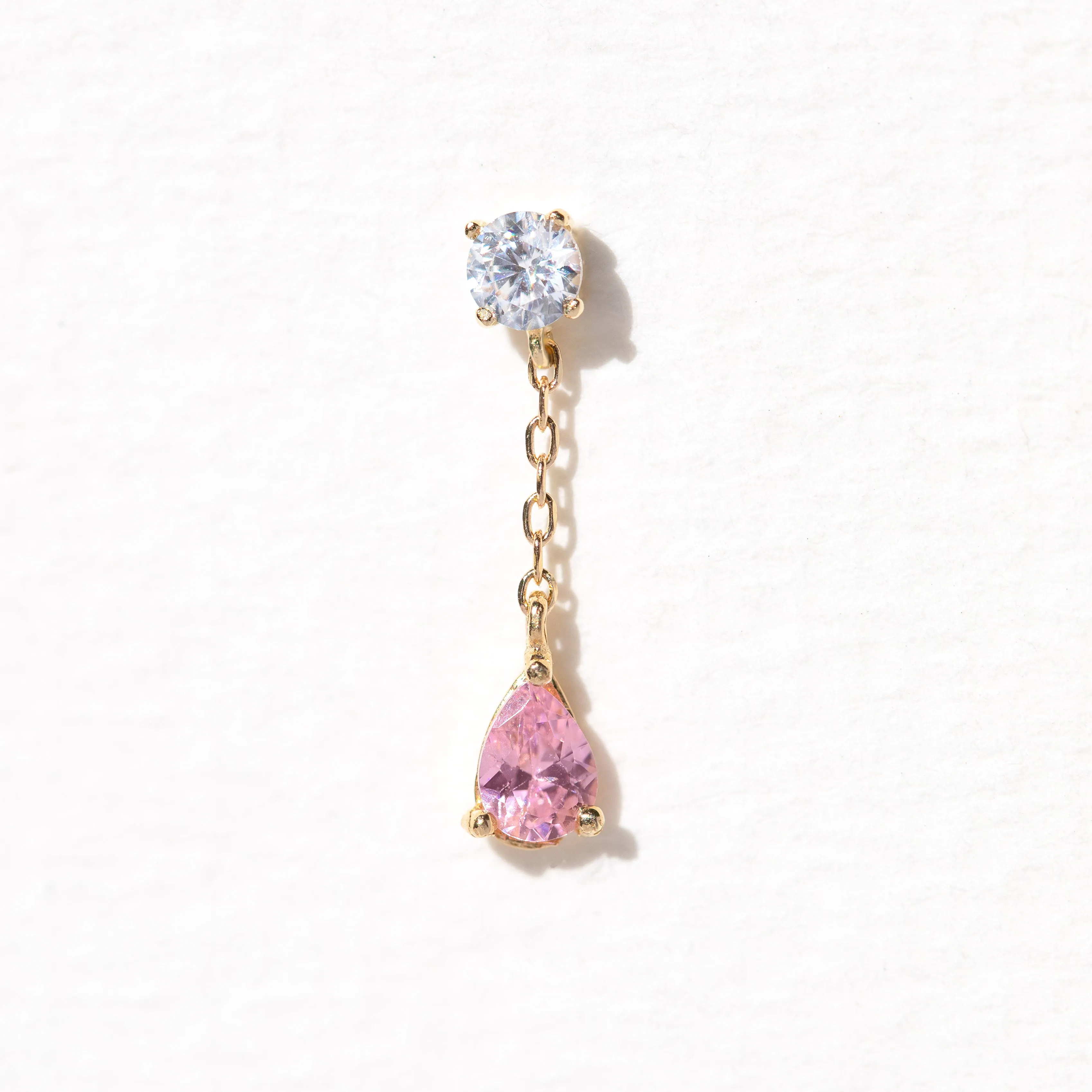 Fine Pink Allure Dangle Ball Back Stud