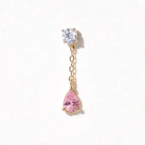 Fine Pink Allure Dangle Ball Back Stud