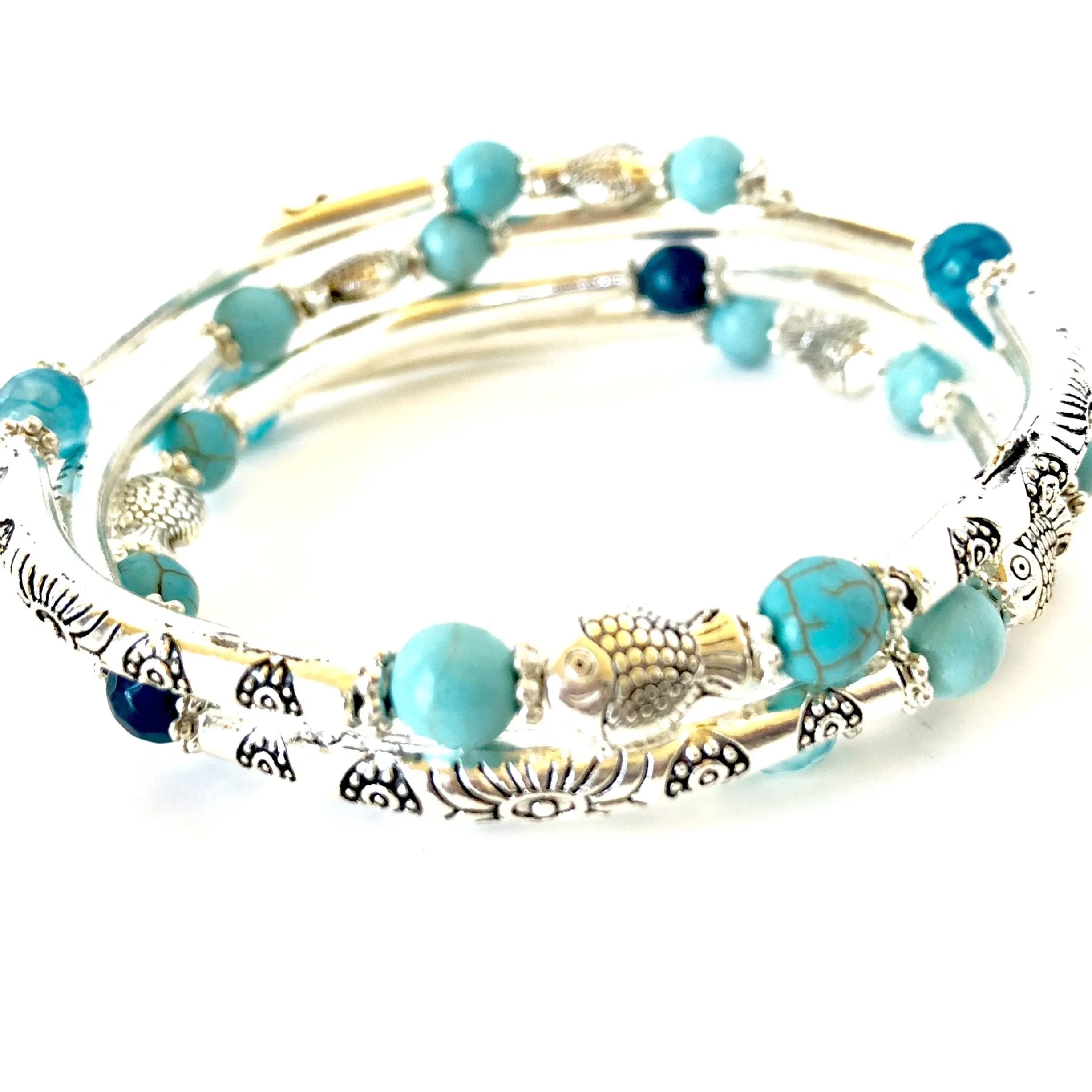 Fishy, Fishy Memory Wire Wrap Bracelet