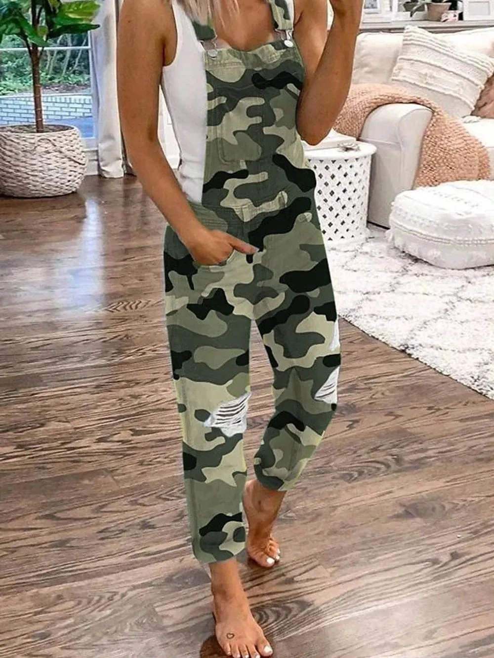 Floral Print Ankle-Length Women's Jumpsuit Rompers