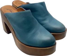 Free People Blue Heeled Mules UK 5