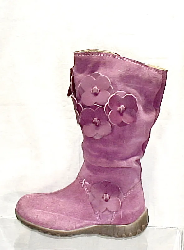 Girl's Primigi Flower-Power Tall Suede Boot -Rose Pink