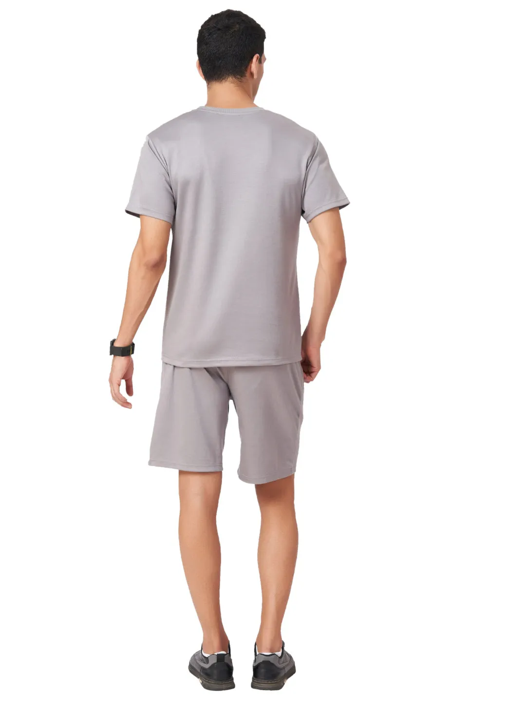 Grey Typography T-shirt And Shorts Co Ord Set