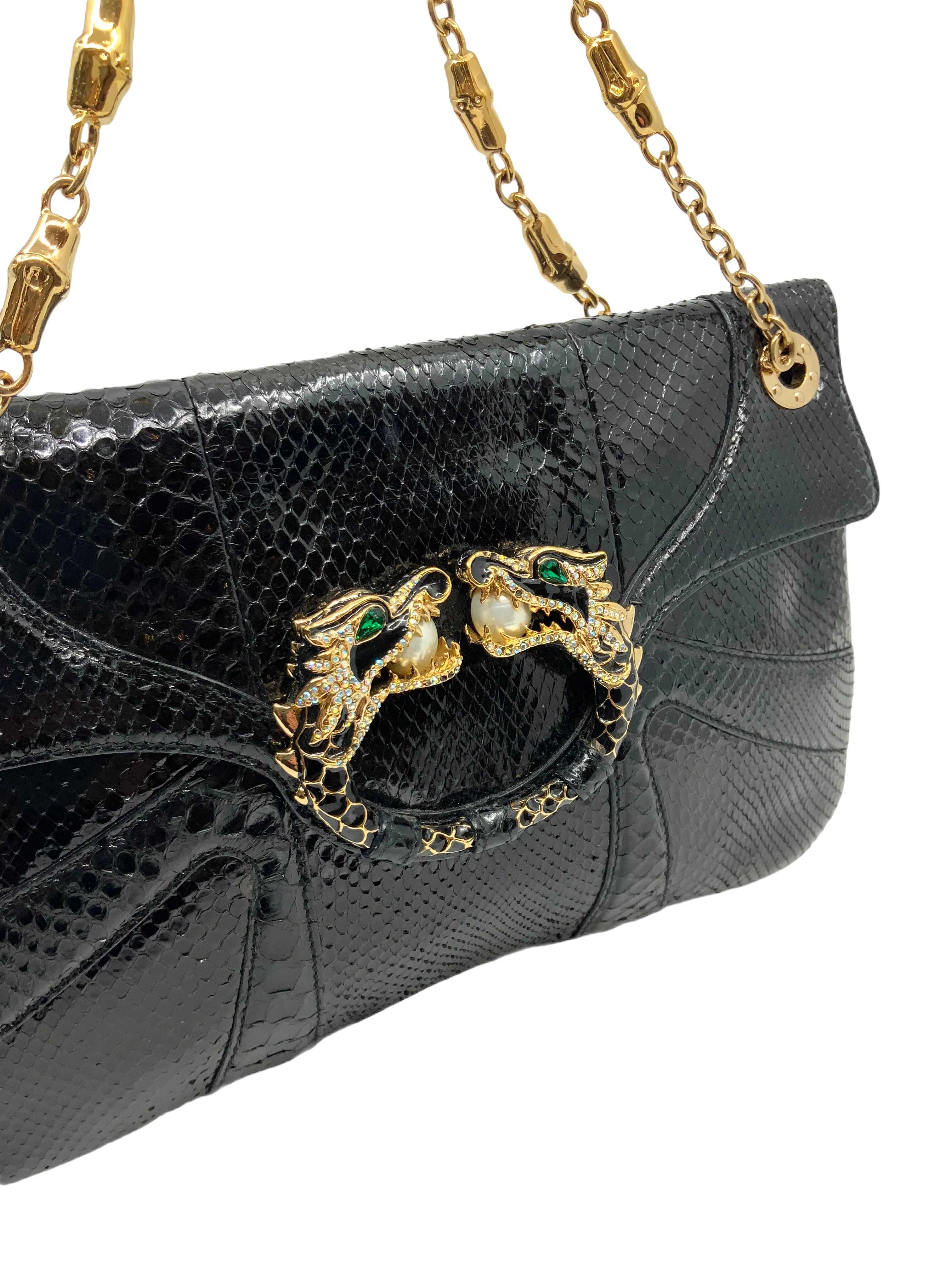 Gucci Limited Edition Tom Ford Snakeskin Jeweled Dragon Bag