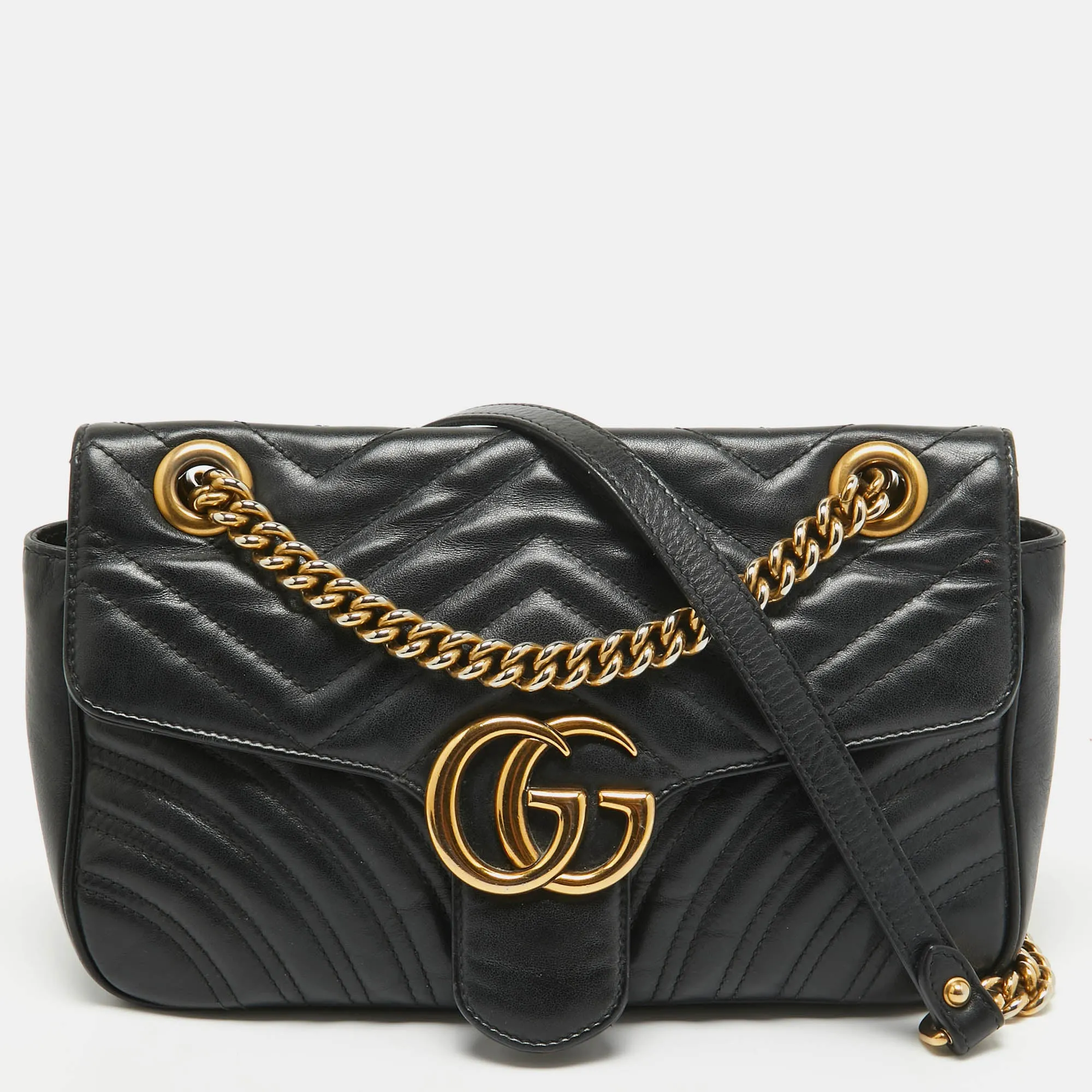 Gucci  Matelassé Leather Small Gg Marmont Shoulder Bag