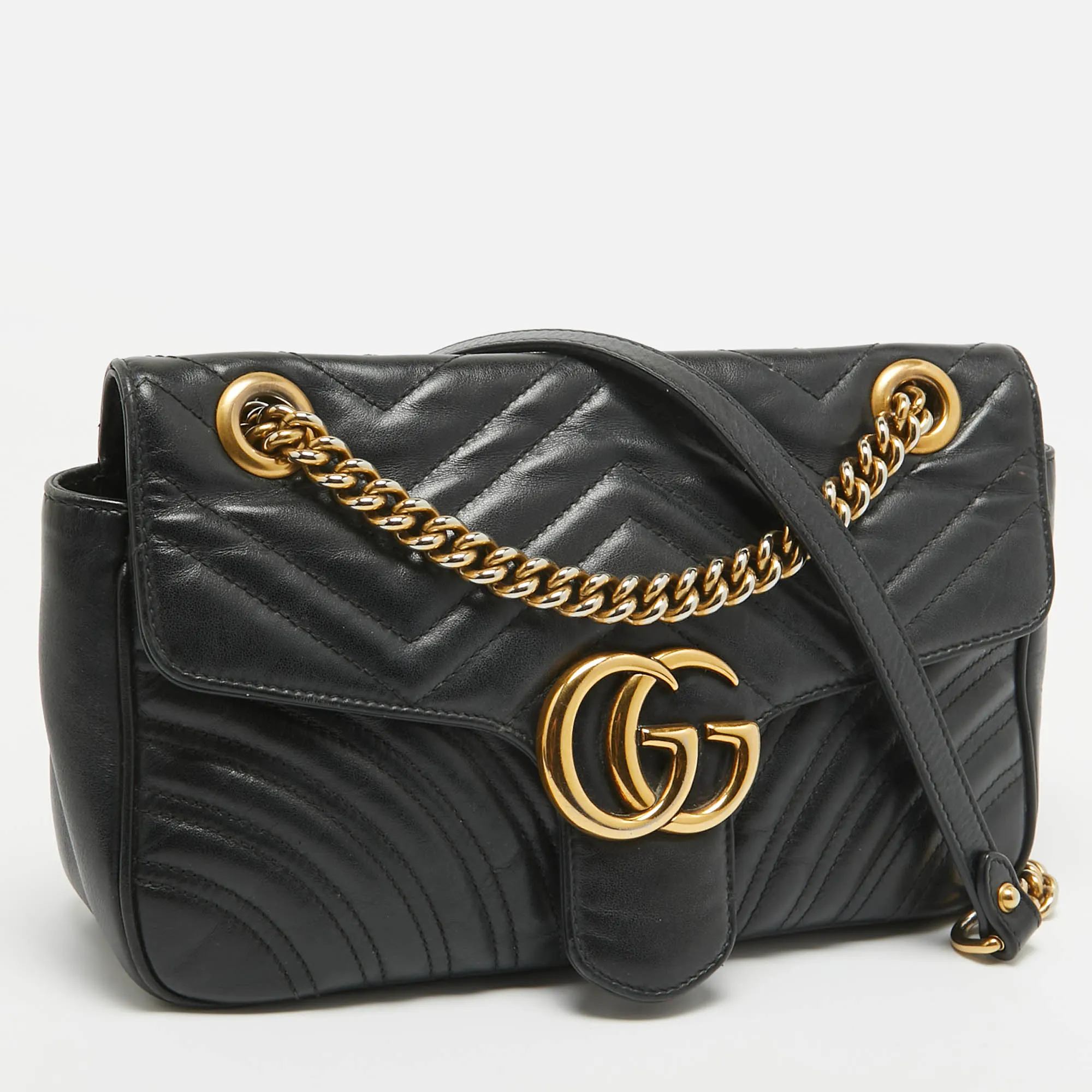 Gucci  Matelassé Leather Small Gg Marmont Shoulder Bag