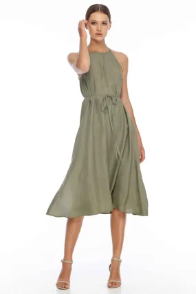 Haven Maxi Misty Khaki Strappy Dress