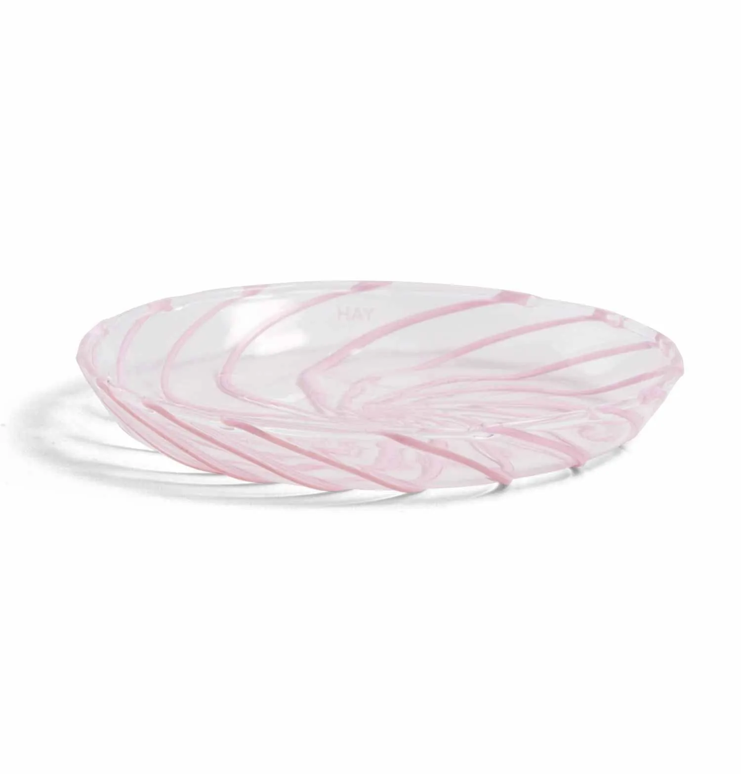 HAY Spin Saucer Set – Clear with Pink Stripes