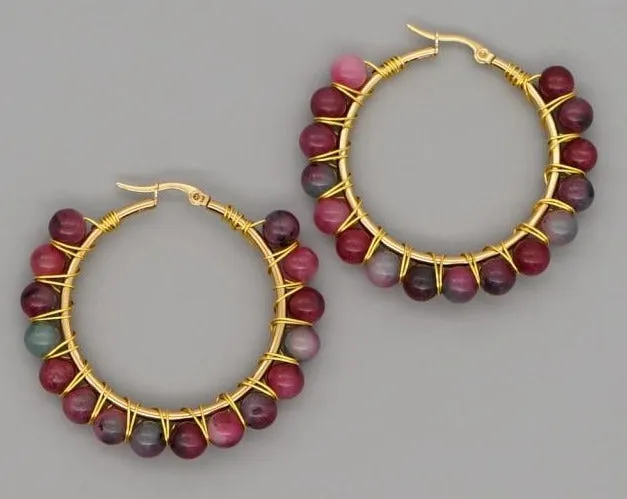 Heather Hand Wrap Hoop Earrings (19 stone options)