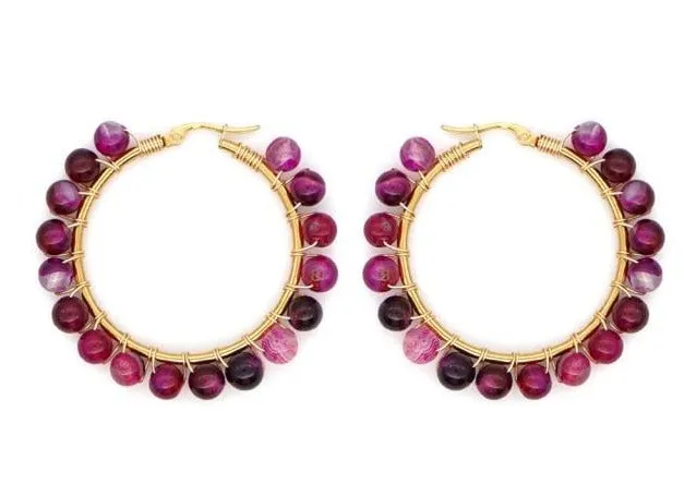 Heather Hand Wrap Hoop Earrings (19 stone options)