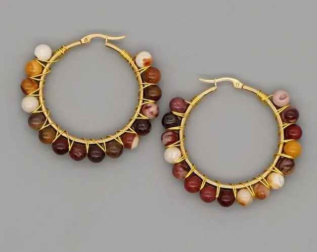 Heather Hand Wrap Hoop Earrings (19 stone options)