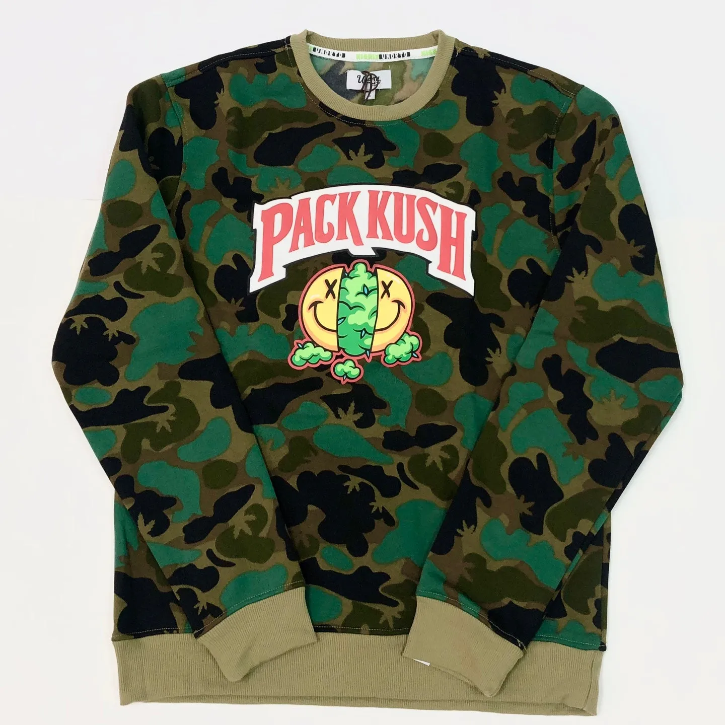 HIGHLY UNDRTD Pack Kush Camo Graphic Sweatshirt - Olive Camo