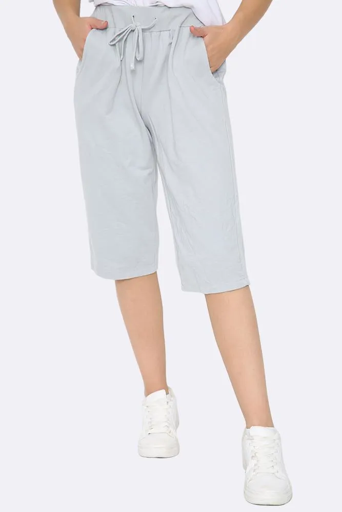 Italian Plain 3/4 Drawstring Pocket Trousers