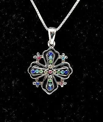 Jerusalem Cross Pendant With Swarovski Colored Gemstones 3#