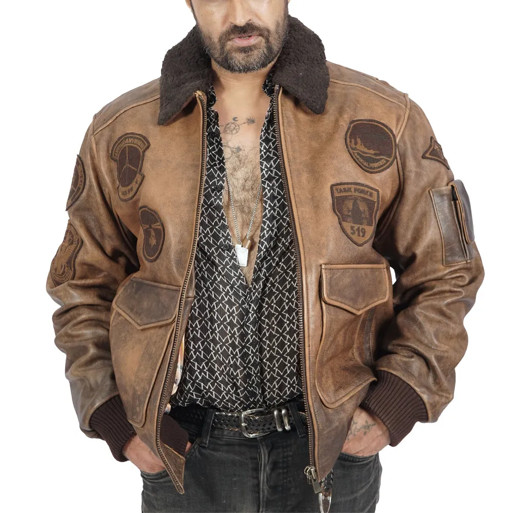 Jimmy Bomber Brown Leather Jacket