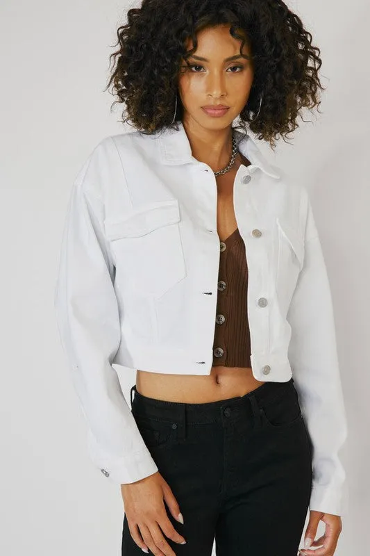 KanCan Drop Shoulder Crop Jacket