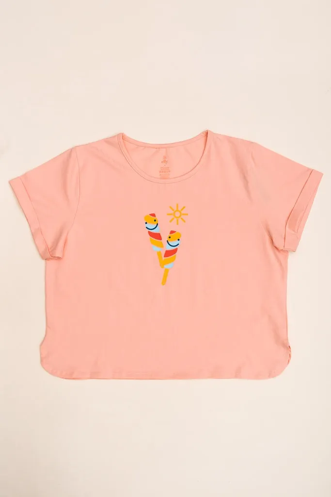 Ladies Crop Top - Pink Popsicle