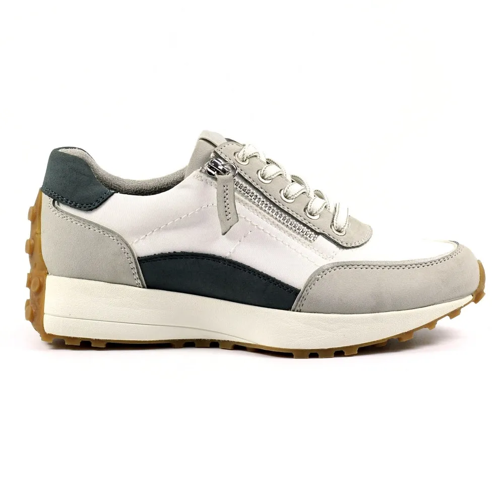 Ladies Lunar Shoes Calvin Trainer Grey Laced side zip