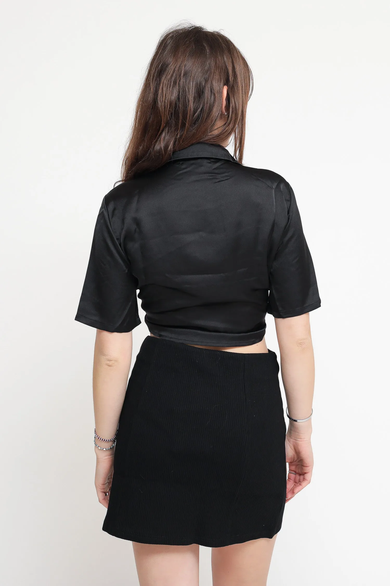 Ladies Shirt -Black Sateen