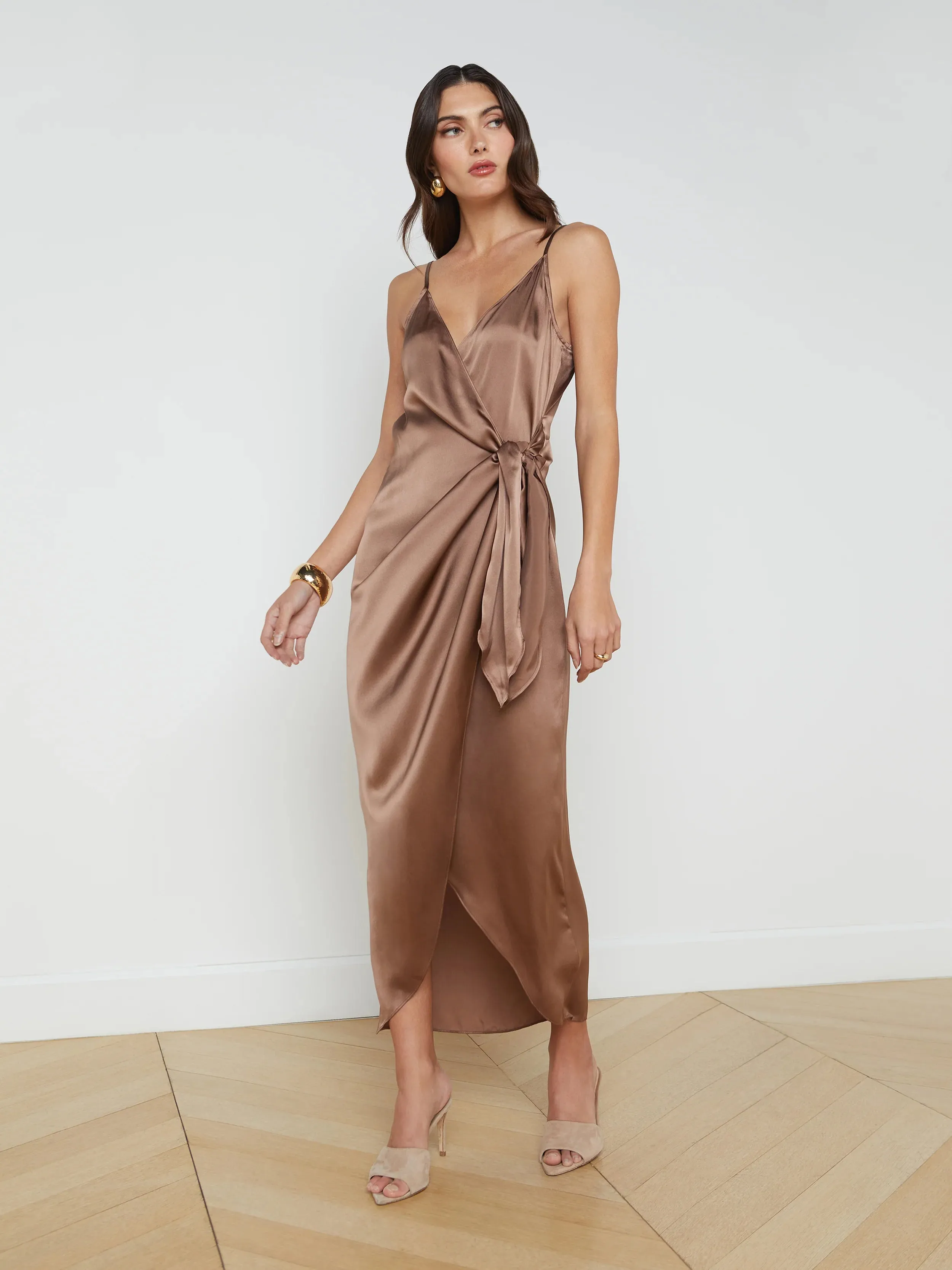 L’agence - Amilia Silk Wrap Dress - Sparrow