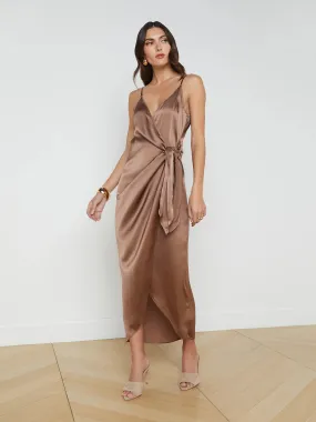 L’agence - Amilia Silk Wrap Dress - Sparrow