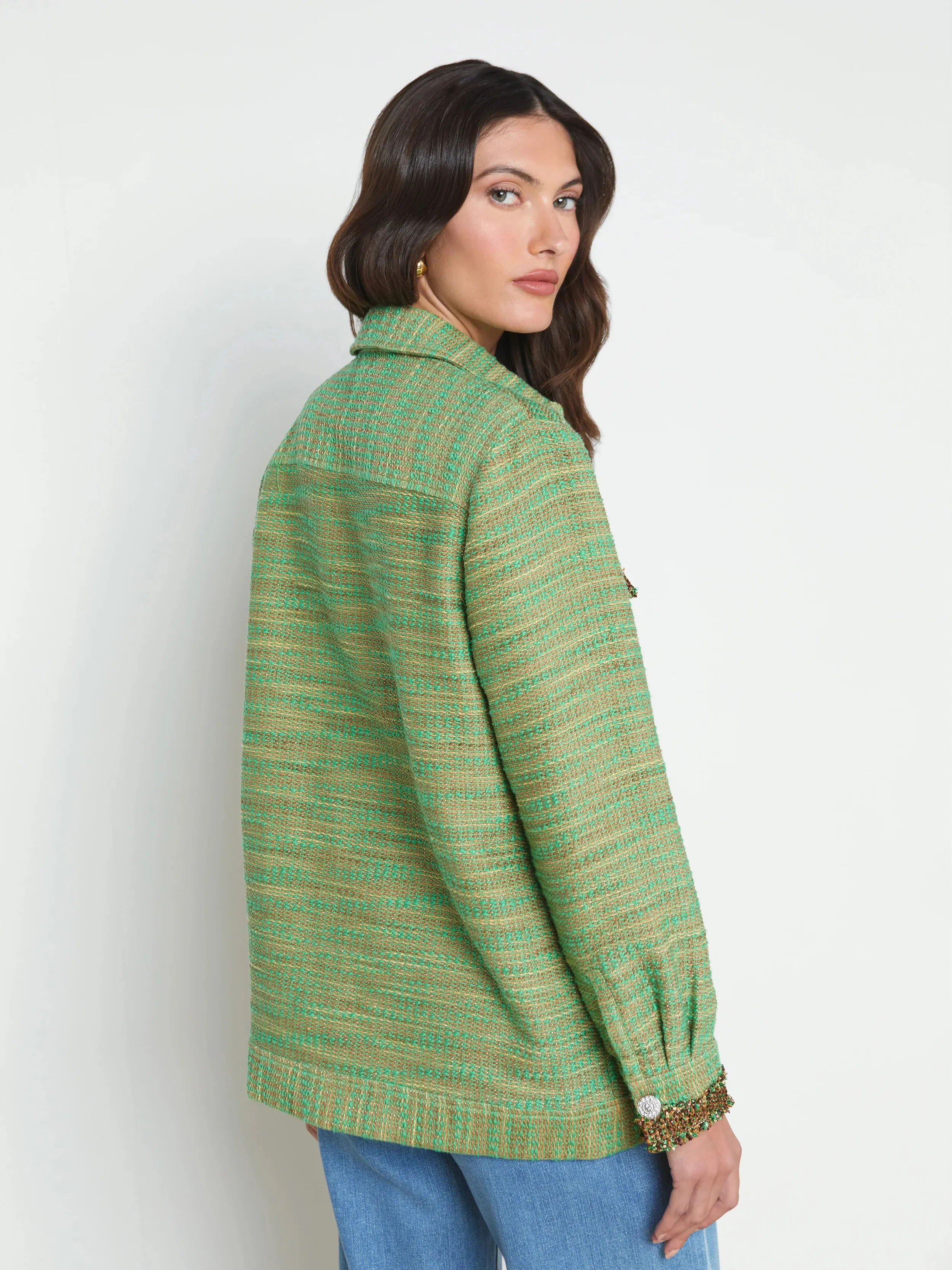 L’agence - Jeanine Tweed Shirt Jacket - Fern Multi Tweed