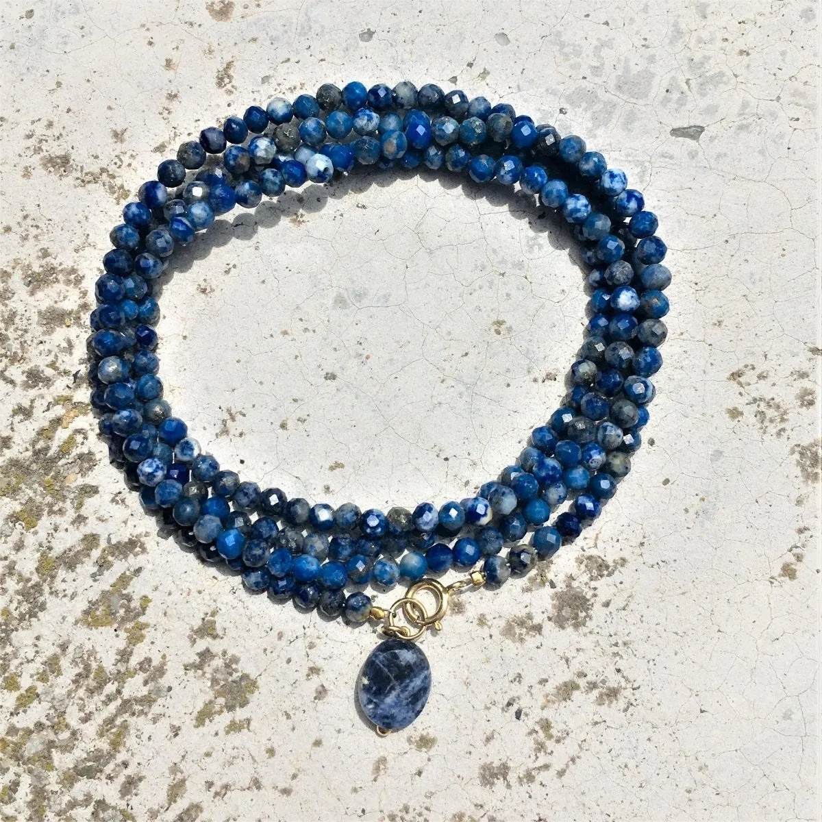 Lapis Lazuli Wrap Bracelet to Bring Self Awareness - Gold