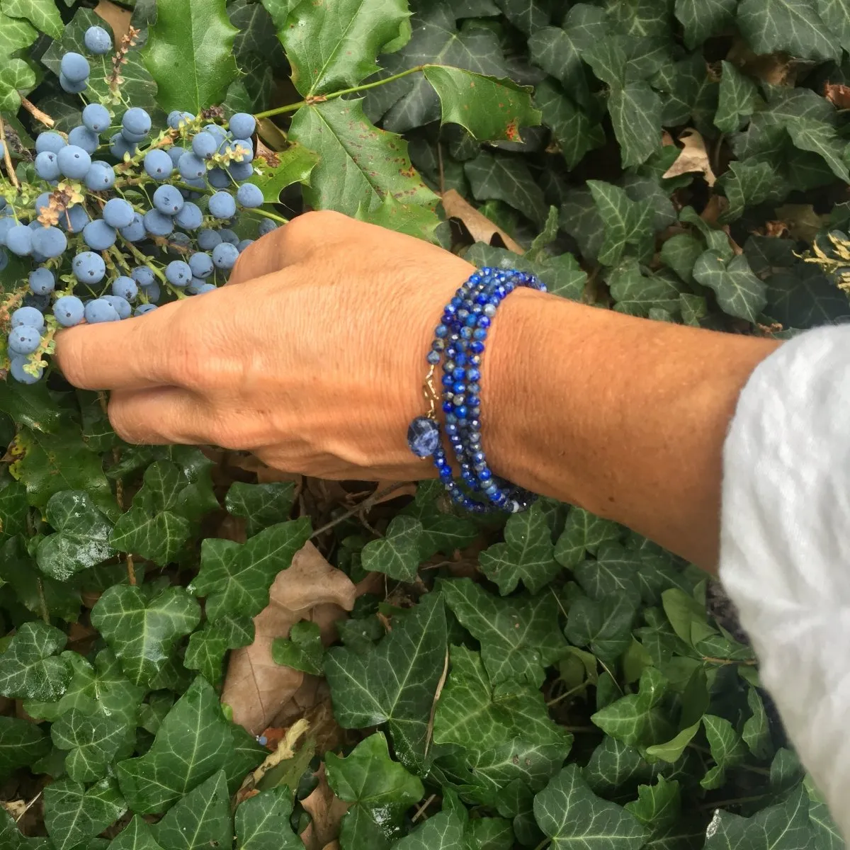 Lapis Lazuli Wrap Bracelet to Bring Self Awareness - Gold