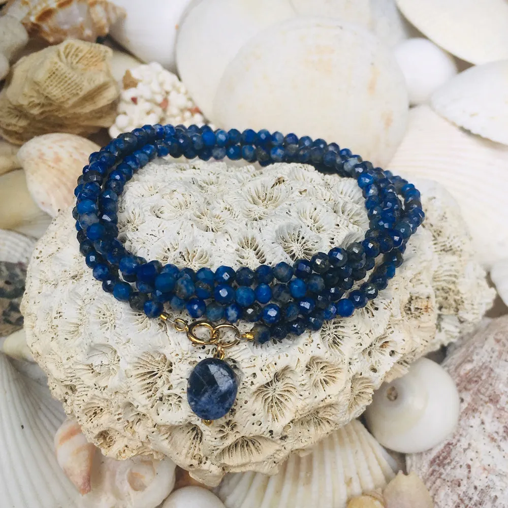 Lapis Lazuli Wrap Bracelet to Bring Self Awareness - Gold