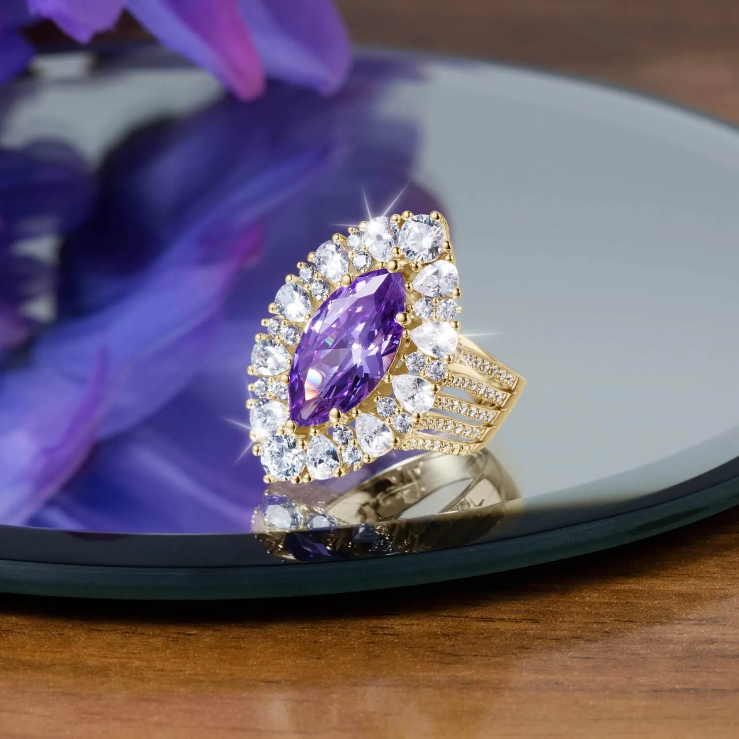 Lavender Bloom Ladies Ring