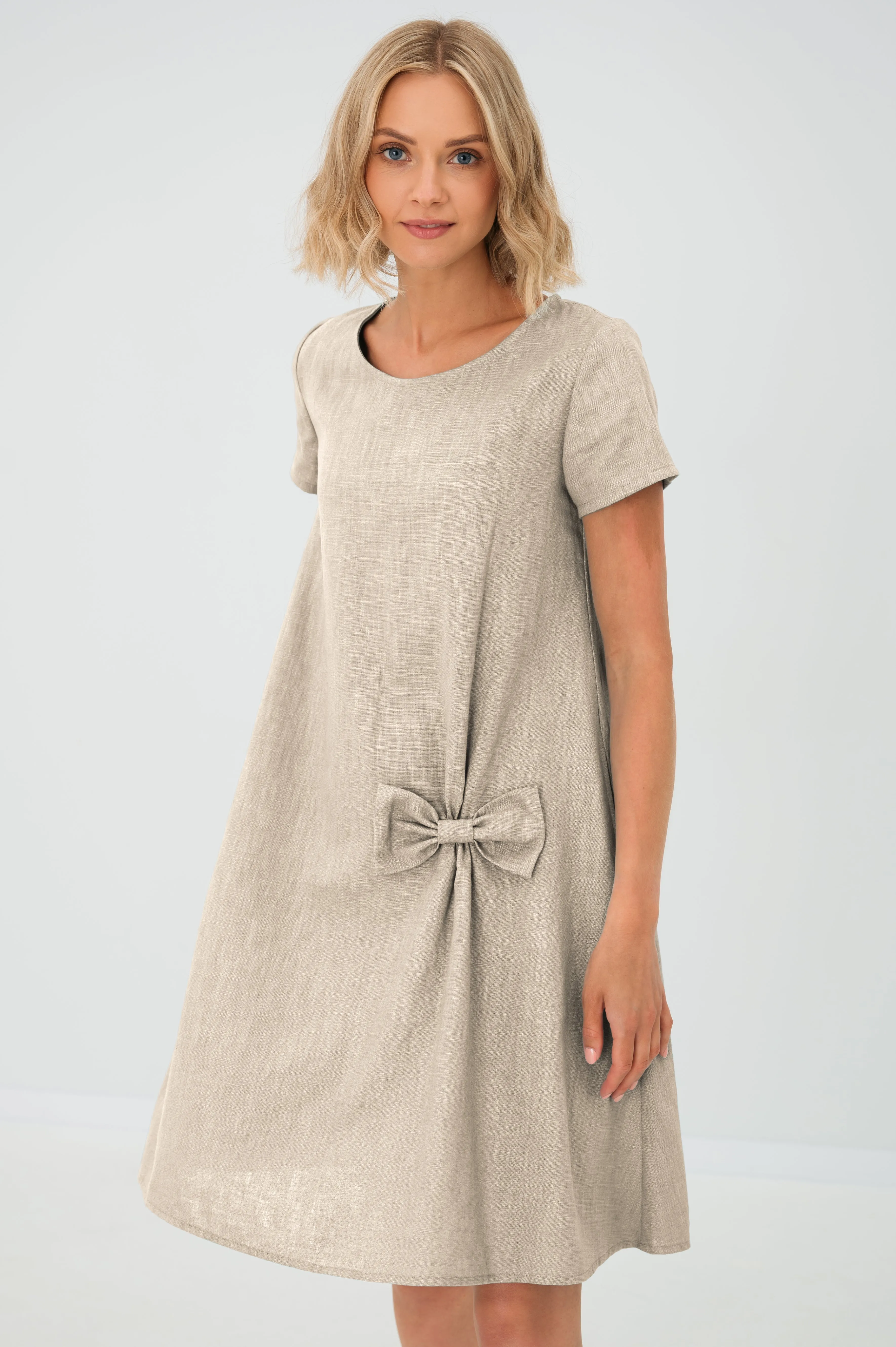 LeMuse Simple linen dress SUMMER KISS, Teal, L