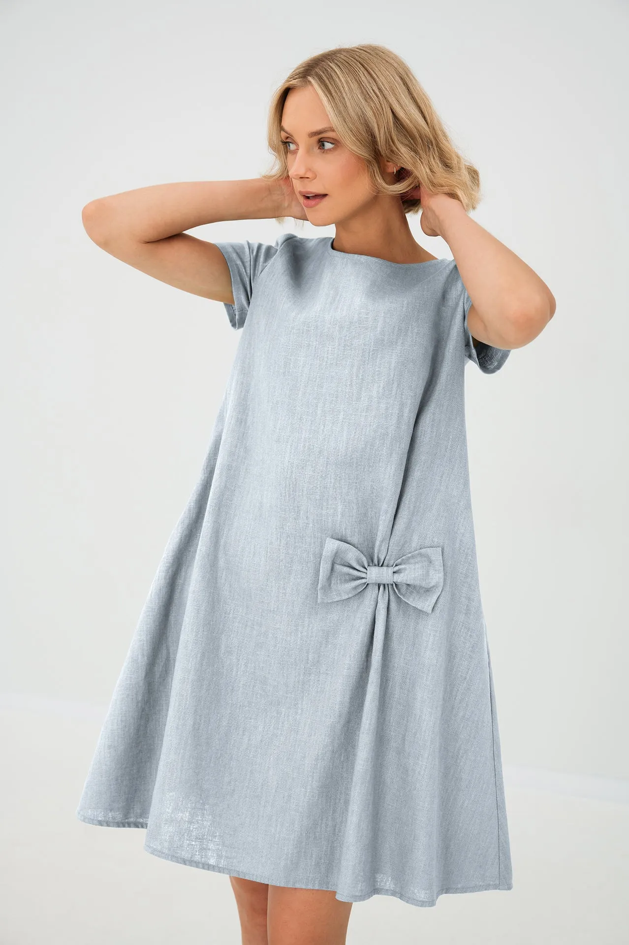 LeMuse Simple linen dress SUMMER KISS, Teal, L