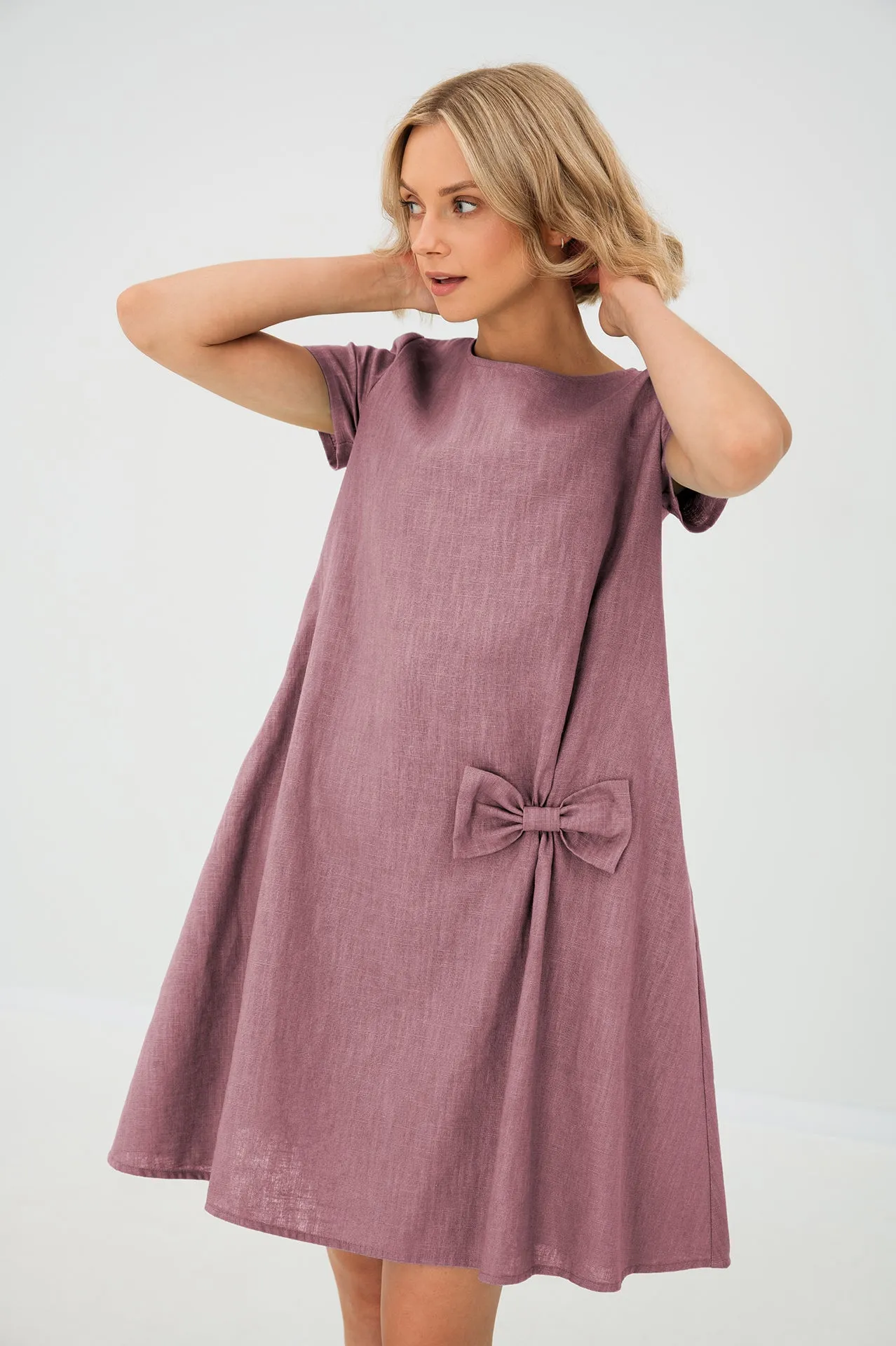 LeMuse Simple linen dress SUMMER KISS, Teal, L